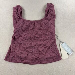 Iris Los Angeles‎ Top Lace Off Shoulder Ruffle Sleeve Blouse Mauve NWT Sz Medium